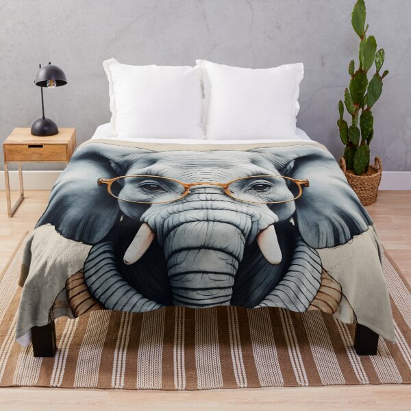 Item preview, Smart Elephant Wearing Glasses Watercolor Art Print designed and sold by Retro-Anime9.