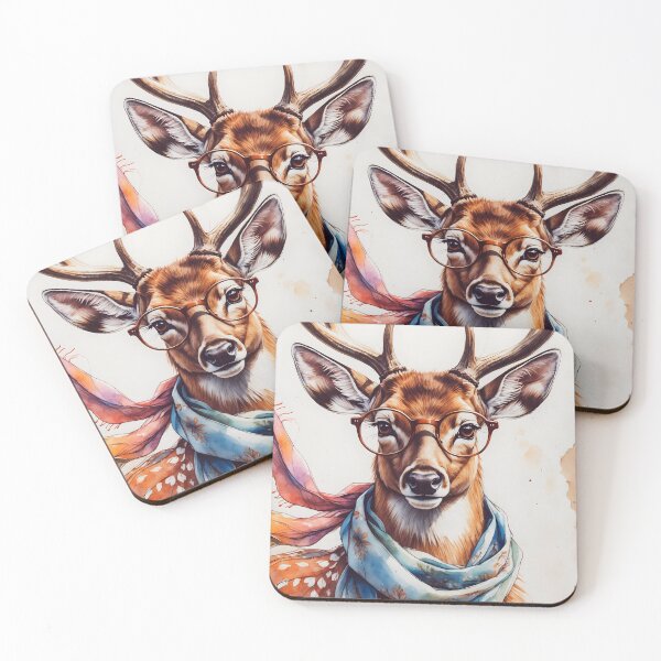 Item preview, Deer with Scarf Watercolor Art Print designed and sold by Retro-Anime9.