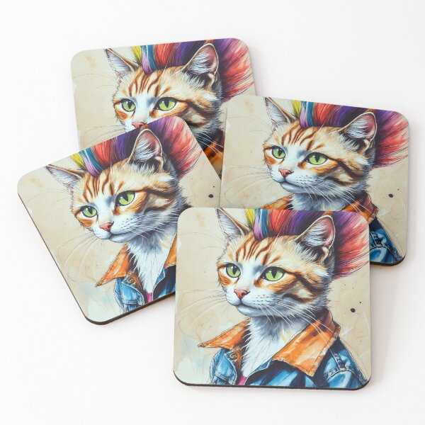 Item preview, Cat with Mohawk Panda Watercolor Art Print designed and sold by Retro-Anime9.