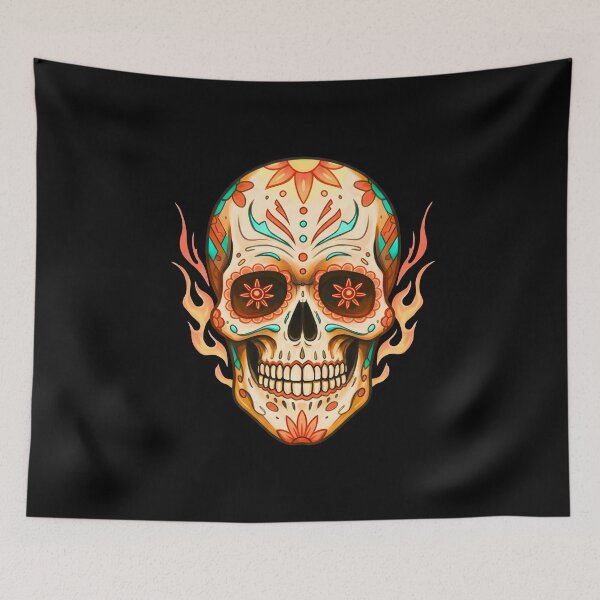 Item preview, Sugar Skull with Fire Halloween designed and sold by TheSkullRoom.