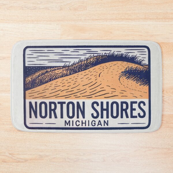Item preview, Norton Shores Michigan Sand Dunes Retro Line Art designed and sold by TheOldMittenIllustrated.