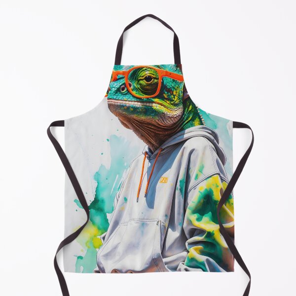 Artikelvorschau, Chamäleon trägt Hoodie Aquarell Kunstdruck entworfen und verkauft von Retro-Anime9.