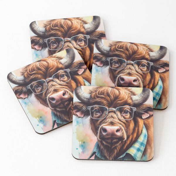 Item preview, Bison Wearing Glasses Watercolor Art Print designed and sold by Retro-Anime9.