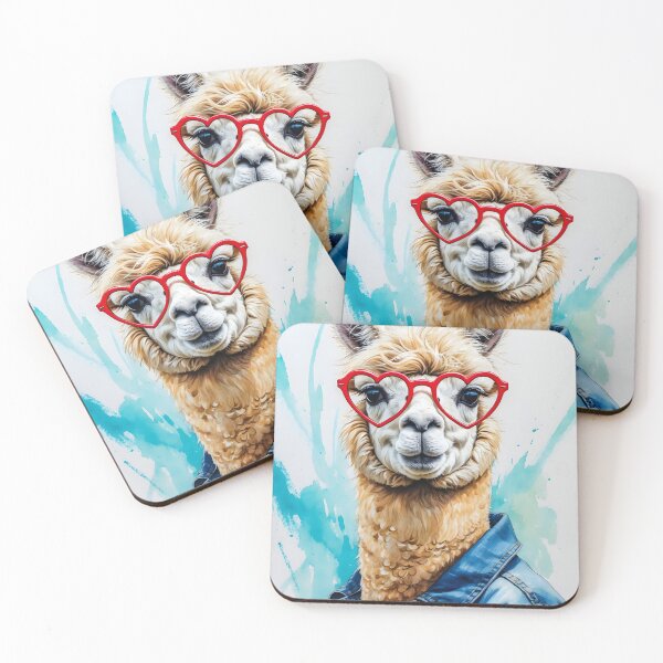 Item preview, llama Wearing Glasses Watercolor Art Print designed and sold by Retro-Anime9.