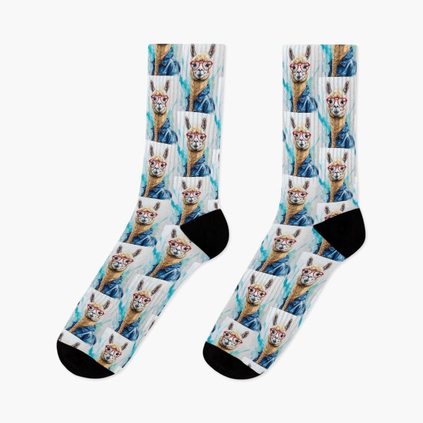 Item preview, llama Wearing Glasses Watercolor Art Print designed and sold by Retro-Anime9.