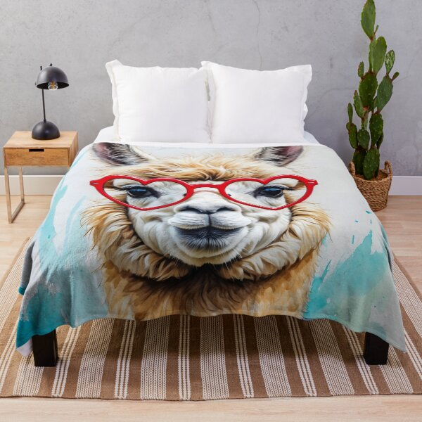 Item preview, llama Wearing Glasses Watercolor Art Print designed and sold by Retro-Anime9.