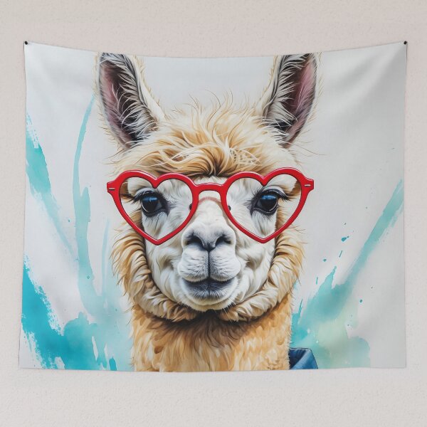 Item preview, llama Wearing Glasses Watercolor Art Print designed and sold by Retro-Anime9.