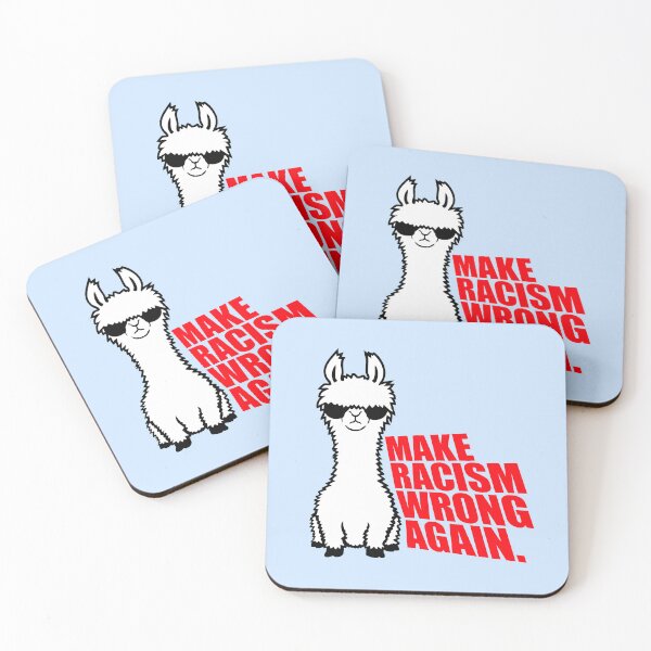Item preview, Llama Sunglasses Make Racism Wrong Again Quote Statement designed and sold by shirt-o-mat.