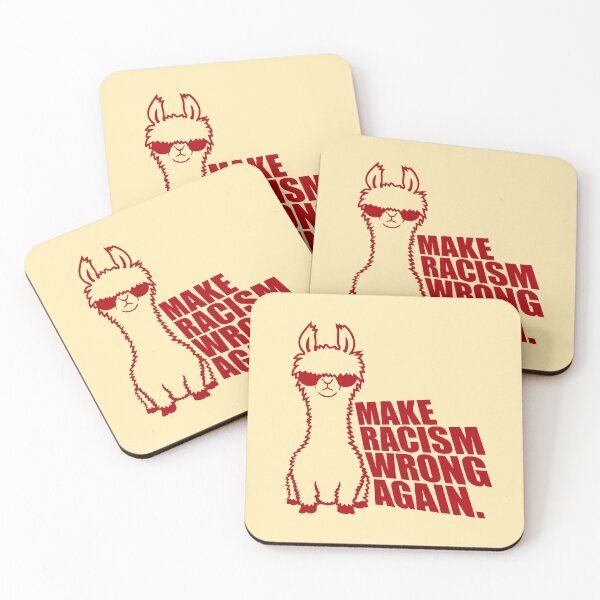 Item preview, Llama Sunglasses Make Racism Wrong Again Quote Statement designed and sold by shirt-o-mat.