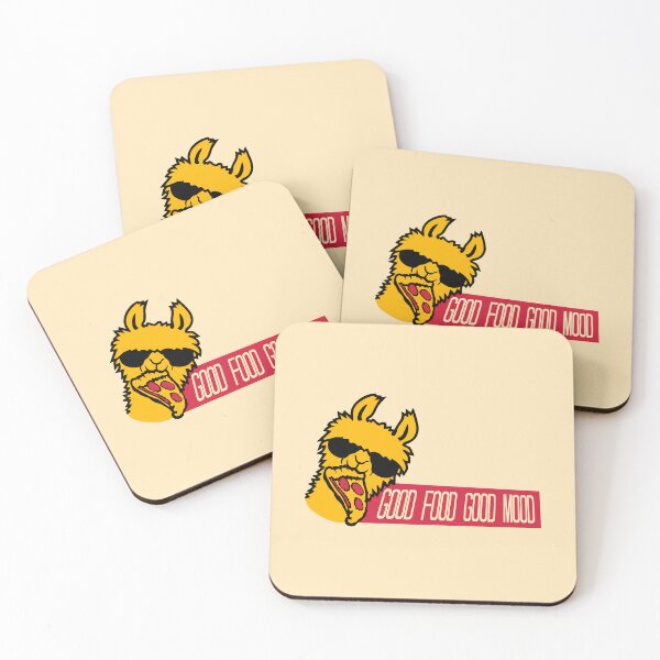 Item preview, Good Food Mood Llama Sunglasses Pizza Salami Eating designed and sold by shirt-o-mat.