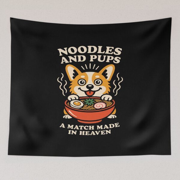 Item preview, Noodles and Pups Retro Corgi Ramen Graphic designed and sold by 89BLACK.