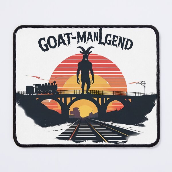 Item preview, Goat-Man Legend – Retro Vector Sunset Cryptid Horror Illustration designed and sold by LoliDesignShop.