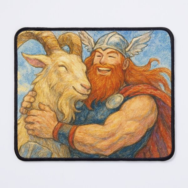 Item preview, Mighty Thor Hugging His Goat – Mythical Norse Art designed and sold by The Zurggon Shop.