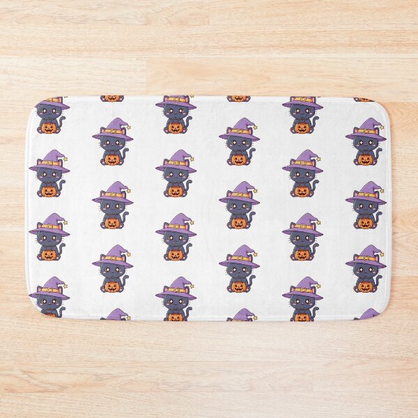 Item preview, Halloween Witch Black Cat - Cute Fall Pastel Kawaii With Smiling Pumpkin designed and sold by Tiny Zoom.