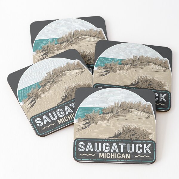 Item preview, Saugatuck Michigan Neon Light Decal designed and sold by TheOldMittenIllustrated.