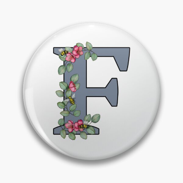 Item preview, Letter F, Decorated Initial, Eucalyptus Leaves, Pink Flowers, Bees designed and sold by JoyfulWhimsy.