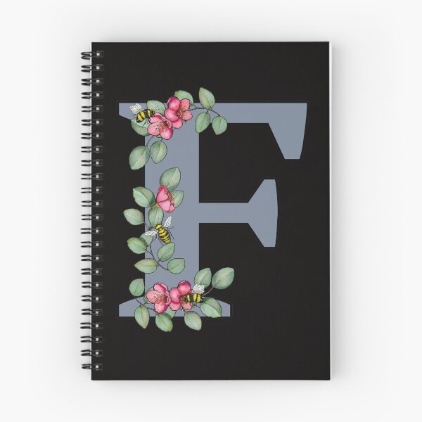 Item preview, Letter F, Decorated Initial, Eucalyptus Leaves, Pink Flowers, Bees designed and sold by JoyfulWhimsy.