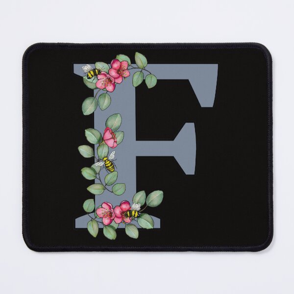 Item preview, Letter F, Decorated Initial, Eucalyptus Leaves, Pink Flowers, Bees designed and sold by JoyfulWhimsy.