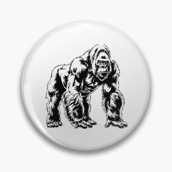 Item preview, Powerful Gorilla Illustration – Bold Black and White Animal Art designed and sold by inkoutninja.