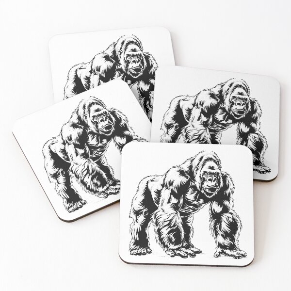 Item preview, Powerful Gorilla Illustration – Bold Black and White Animal Art designed and sold by inkoutninja.