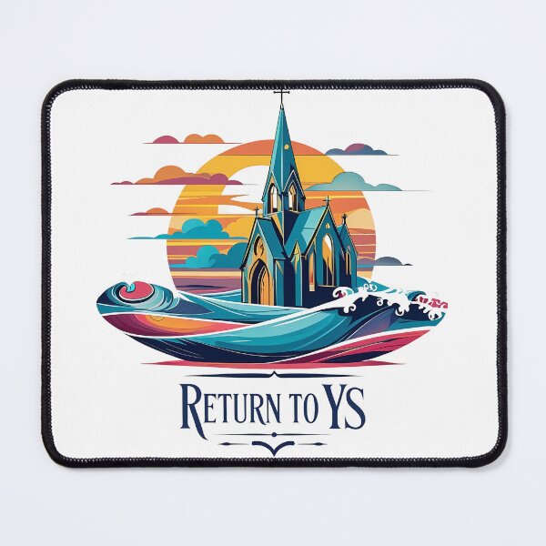 Item preview, Return to Ys – Retro Sunset Vector Mystical Ocean Church Illustration | Fantasy Myth Art for Gifts designed and sold by LoliDesignShop.