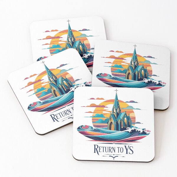 Item preview, Return to Ys – Retro Sunset Vector Mystical Ocean Church Illustration | Fantasy Myth Art for Gifts designed and sold by LoliDesignShop.