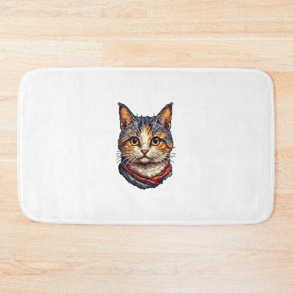 Item preview, Cute Cat with red scarf in Pixel Art designed and sold by Aldrin Capco.
