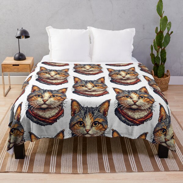 Item preview, Cute Cat with red scarf in Pixel Art designed and sold by Aldrin Capco.