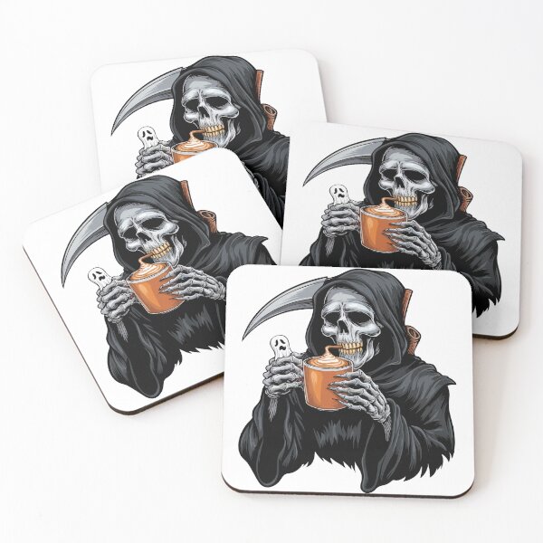 Item preview, Grim Reaper Coffee T-Shirt – Funny Spooky Pumpkin Spice Halloween designed and sold by Uglyandcute.
