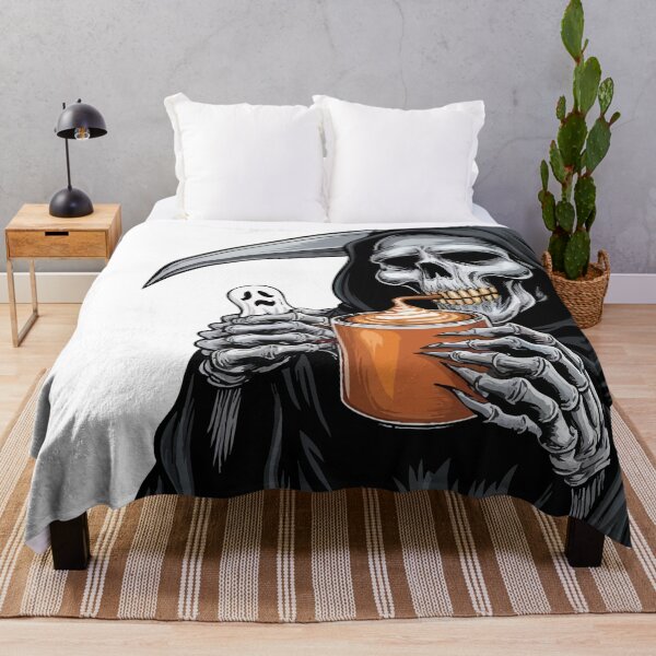 Item preview, Grim Reaper Coffee T-Shirt – Funny Spooky Pumpkin Spice Halloween designed and sold by Uglyandcute.