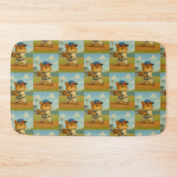 Item preview, "Whimsical Animal Explorers – Pitcher Hamster at the Baseball Stadium" designed and sold by jeongsol.