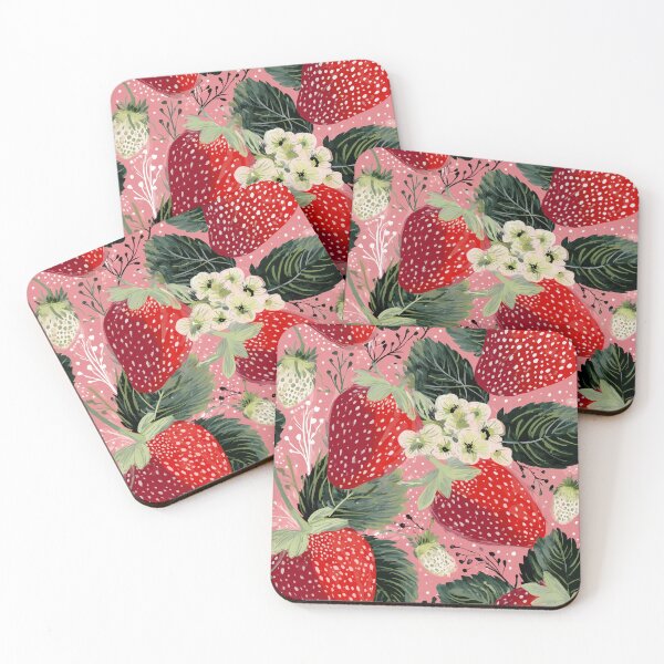 Item preview, Strawberry Blossoms on Pink with Polka Dots designed and sold by joannejgg.