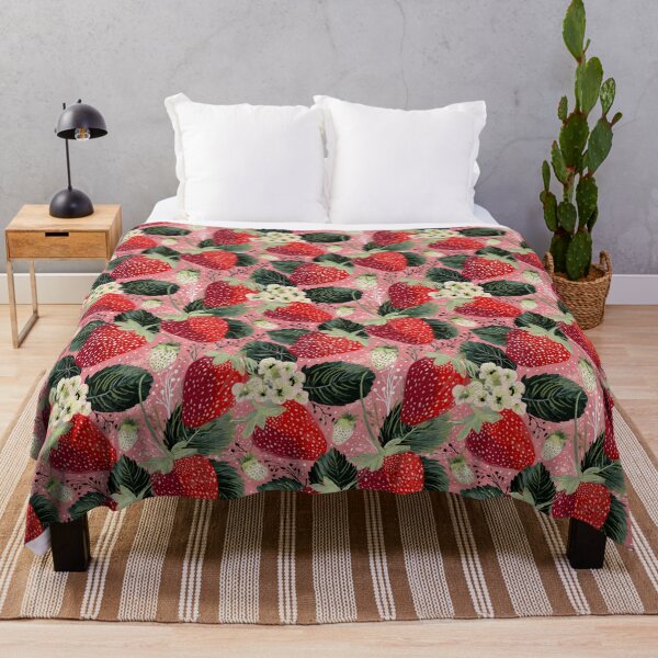 Item preview, Strawberry Blossoms on Pink with Polka Dots designed and sold by joannejgg.