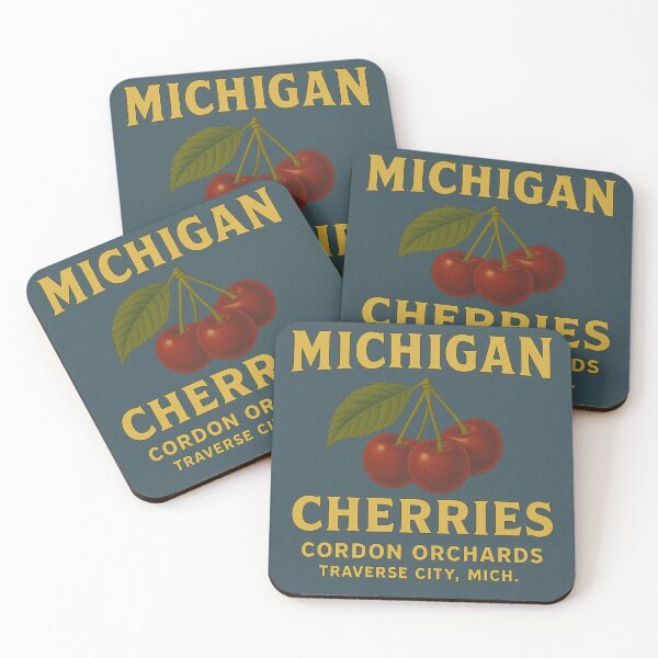 Item preview, Michigan Cherries Vintage Packing Crate Label designed and sold by OliveStreetDesigns.