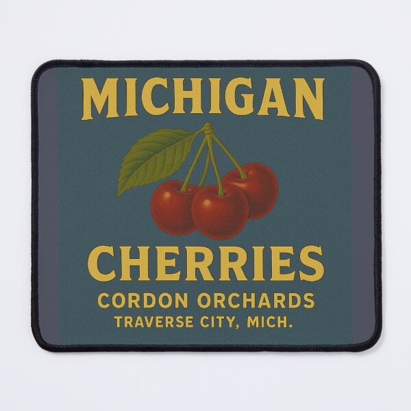 Item preview, Michigan Cherries Vintage Packing Crate Label designed and sold by OliveStreetDesigns.