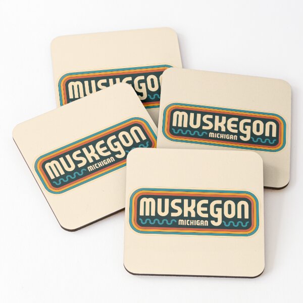 Item preview, Muskegon Michigan Retro 70s Wave designed and sold by TheOldMittenIllustrated.