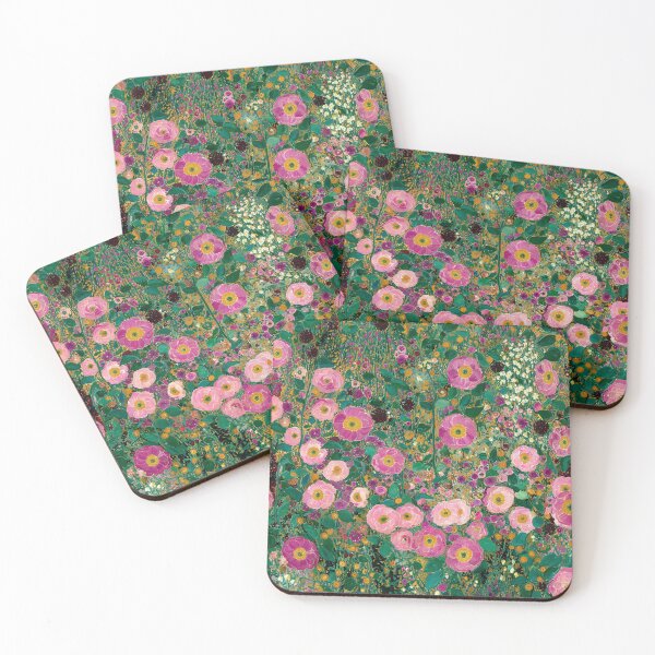 Item preview, Surreal Klimt-Inspired Pink Blossoms in Green Garden designed and sold by joannejgg.