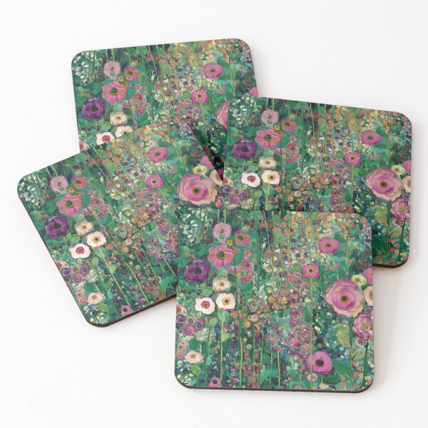 Item preview, Surreal Klimt-Inspired Wildflower Garden in Green and Pink designed and sold by joannejgg.