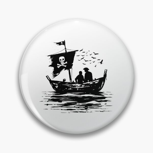 Item preview, Pirate Ship Silhouette – Bold Black and White Nautical Adventure Art designed and sold by inkoutninja.