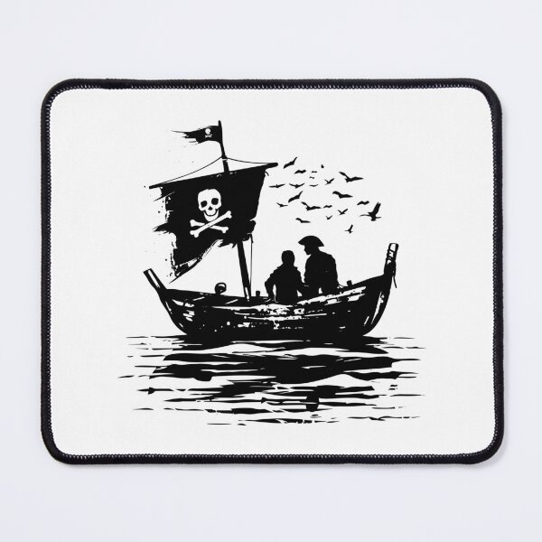 Item preview, Pirate Ship Silhouette – Bold Black and White Nautical Adventure Art designed and sold by inkoutninja.