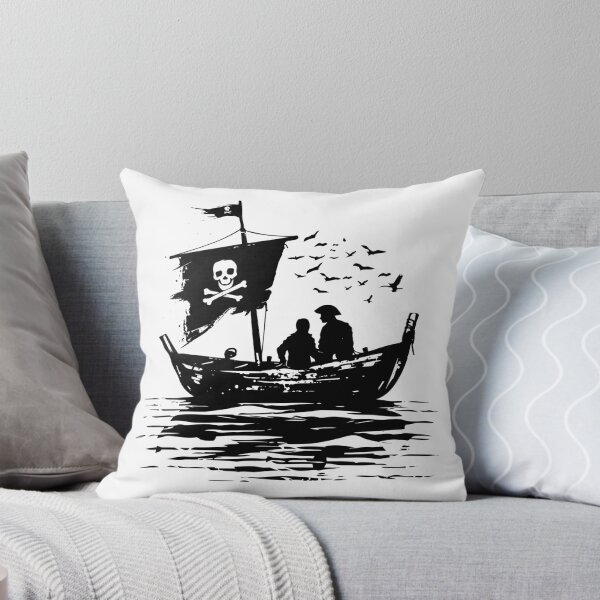 Item preview, Pirate Ship Silhouette – Bold Black and White Nautical Adventure Art designed and sold by inkoutninja.