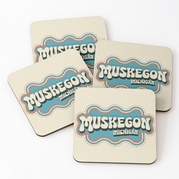 Item preview, Muskegon Michigan Retro 70s Decal designed and sold by TheOldMittenIllustrated.