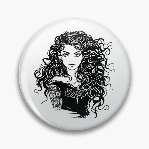 Item preview, Celtic Warrior Woman – Bold Black and White Fantasy Tattoo Art designed and sold by inkoutninja.