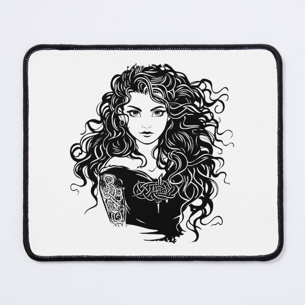 Item preview, Celtic Warrior Woman – Bold Black and White Fantasy Tattoo Art designed and sold by inkoutninja.