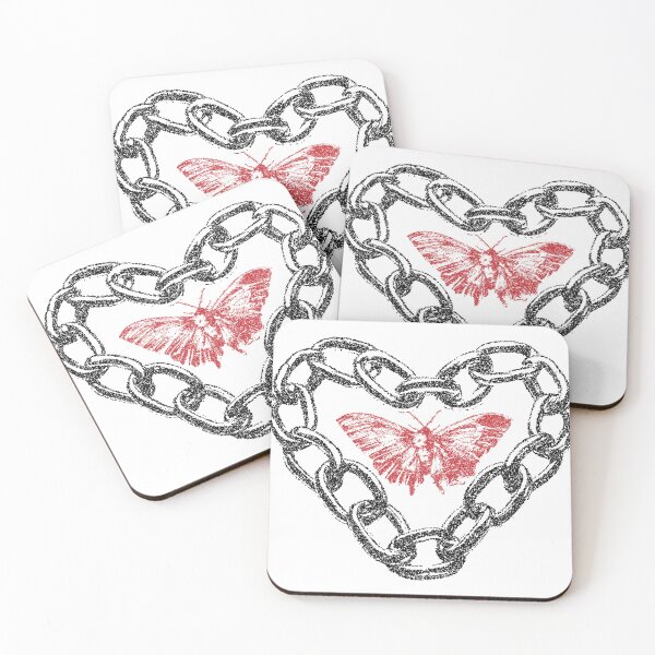 Item preview, Red Butterfly in Chain Link Heart Distressed designed and sold by aubrey-stevens.