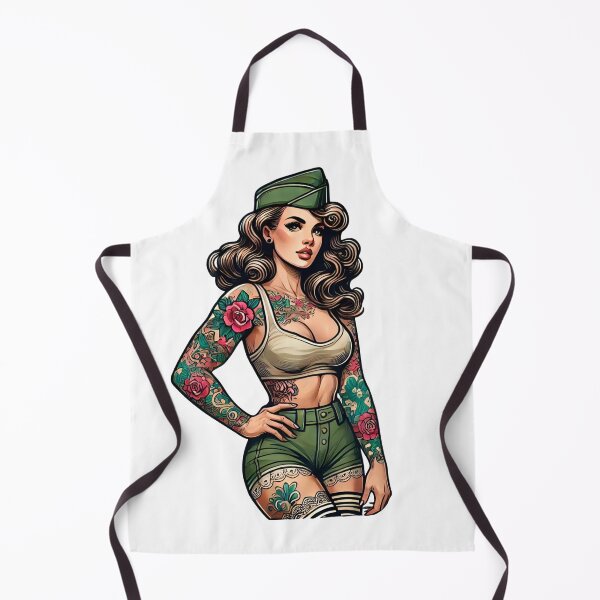 Item preview, Vintage Military Retro Pin-Up Girl Tattoo Design designed and sold by PinUpPizzazz.