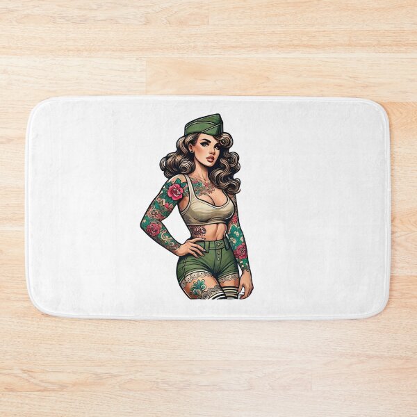 Item preview, Vintage Military Retro Pin-Up Girl Tattoo Design designed and sold by PinUpPizzazz.