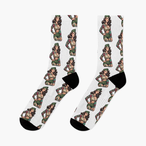 Item preview, Vintage Military Retro Pin-Up Girl Tattoo Design designed and sold by PinUpPizzazz.