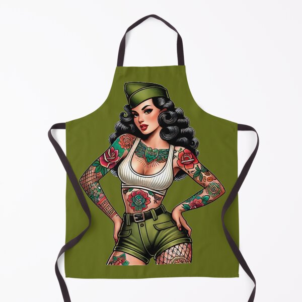 Item preview, Tattooed Retro Army Pin-Up Girl Artwork designed and sold by PinUpPizzazz.
