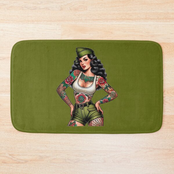 Item preview, Tattooed Retro Army Pin-Up Girl Artwork designed and sold by PinUpPizzazz.